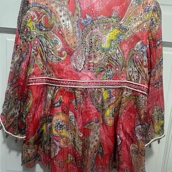 Derhy By Rene Derhy Ladies Short Sleeve Top Colourful Artsy Boho Peasant Blouse - Picture 7 of 9